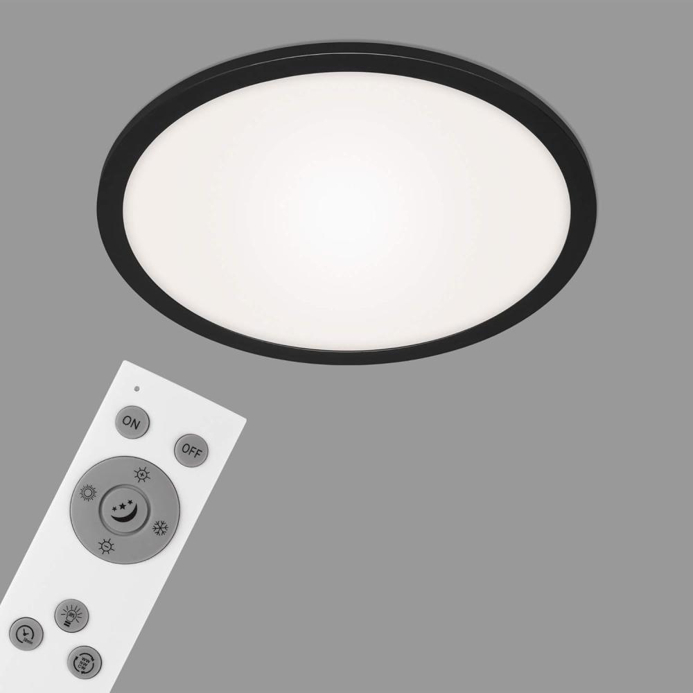 Briloner Leuchten - LED Panel, Deckenleuchte dimmbar, inkl. Fernbedienung, Farbtemperatursteuerung, Nachtlicht, 24 Watt, 2. 200 Lumen, Weiß-Schwarz, Ø40cm, 7168-015 Bild 1