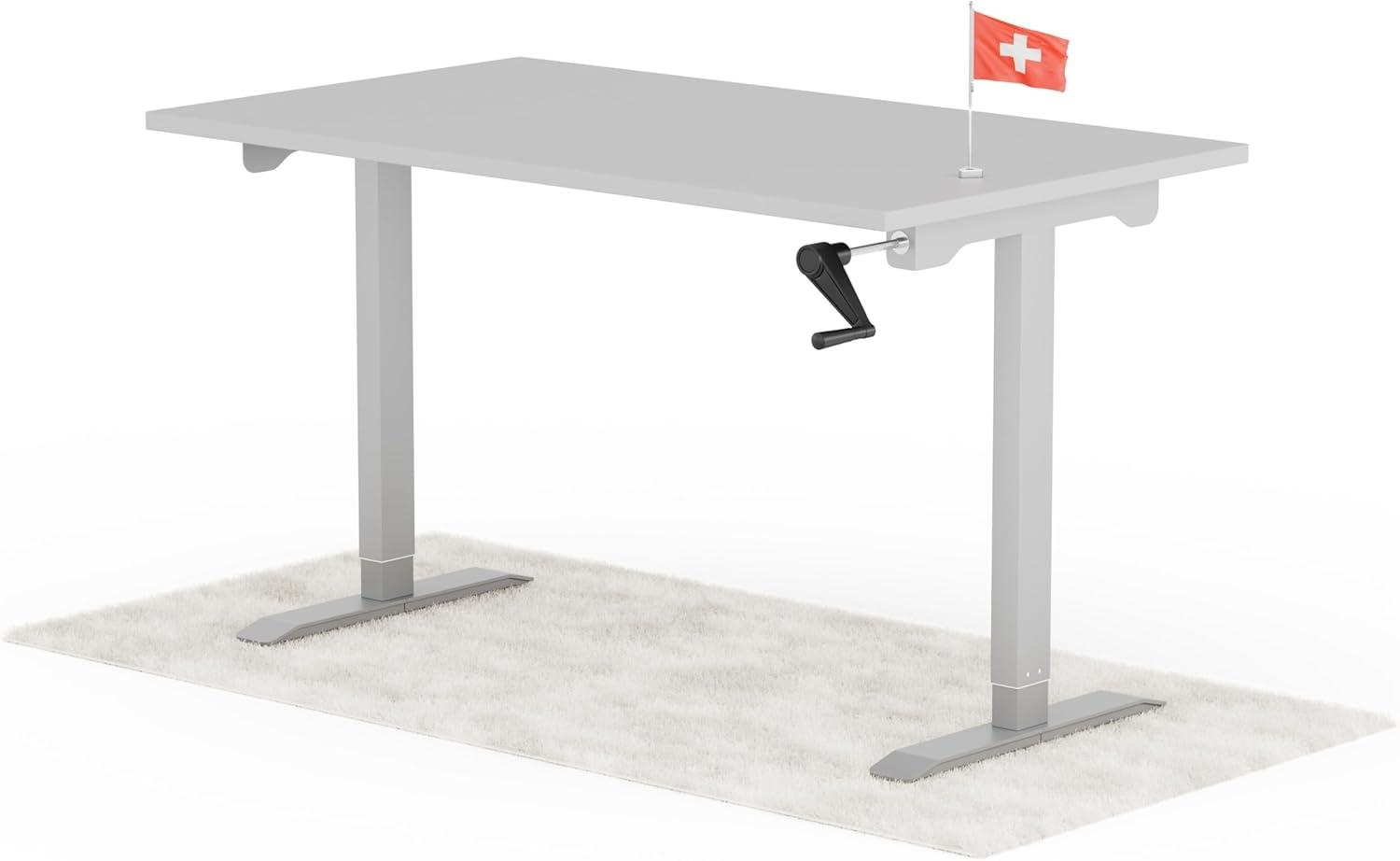 manuell höhenverstellbarer Schreibtisch EASY 140 x 60 cm - Gestell Grau, Platte Grau Bild 1