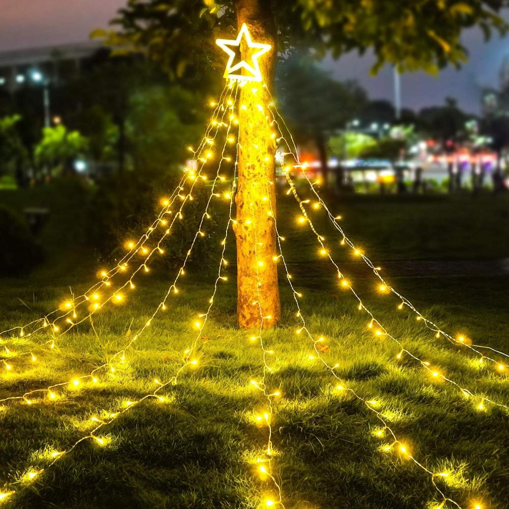 HOSPAOP LED Lichterkette Außen WarmWeiß 320 LED Weihnachtsbeleuchtung Aussen Strom lichterketten mit 8 Leuchtmodi, Wasserdicht für Party, Garten, Baum, Weihnachten Deko Bild 1