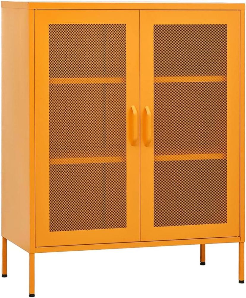 vidaXL Lagerschrank Sideboard Kommode Anrichte Stahlschrank Schrank Beistellschrank Mehrzweckschrank Bücherschrank Standschrank Senfgelb 80 x 35 x 101,5 cm Stahl Bild 1