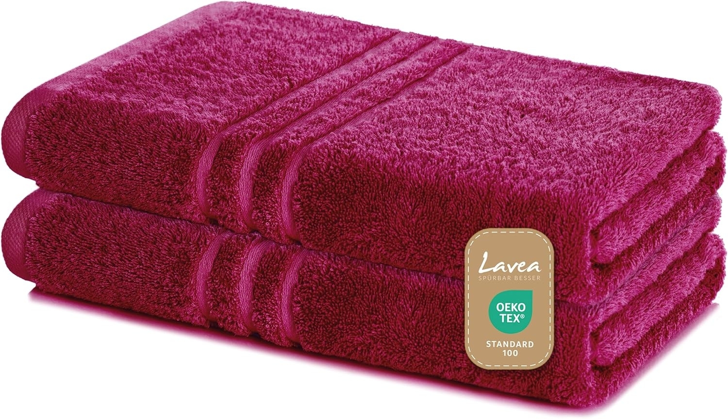 Lavea 2er Set Duschtuch 70x140 cm, Frottierserie Elena, Bordeaux Bild 1