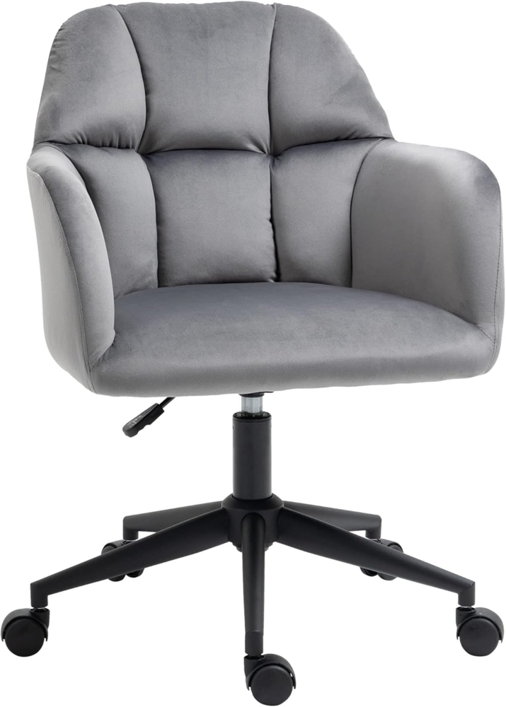 Vinsetto Bürostuhl Höhenverstellbarer Schreibtischstuhl mit Samtoptik (Drehstuhl, 1 St), Dunkelgrau 58 x 58,5 x 78-86 cm Bild 1