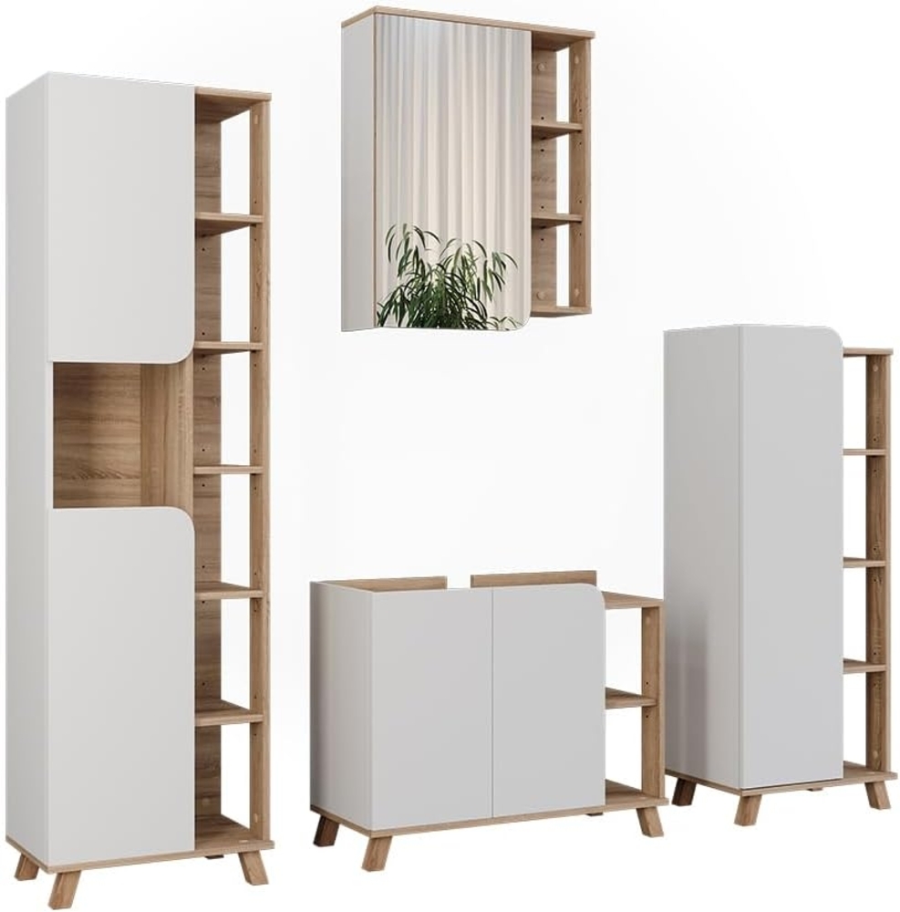 Badmöbel-Set Karen Sonoma/Weiß 4 Teile Vicco Bild 1