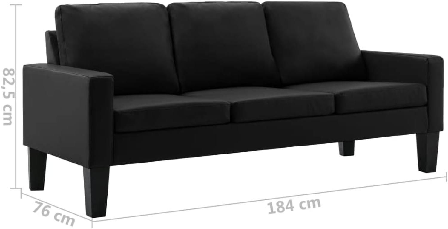 vidaXL 3-Sitzer-Sofa Schwarz Kunstleder Bild 1