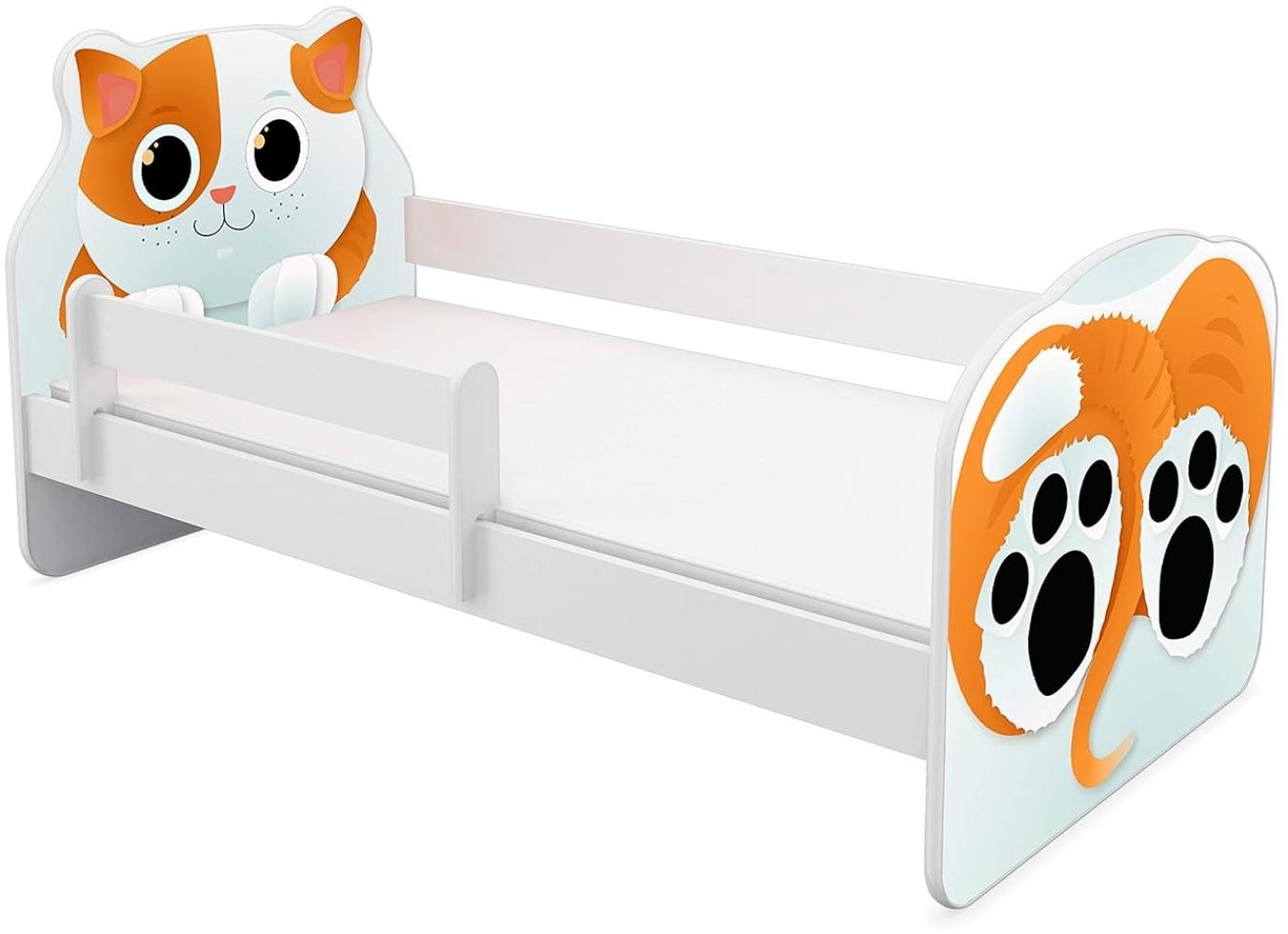 ACMA Tiere VII Kinderbett Jugendbett Matratze Rausfallschutz Lattenrost 140x70 160x80 180x80 (02 Katze, 160x80 cm) Bild 1