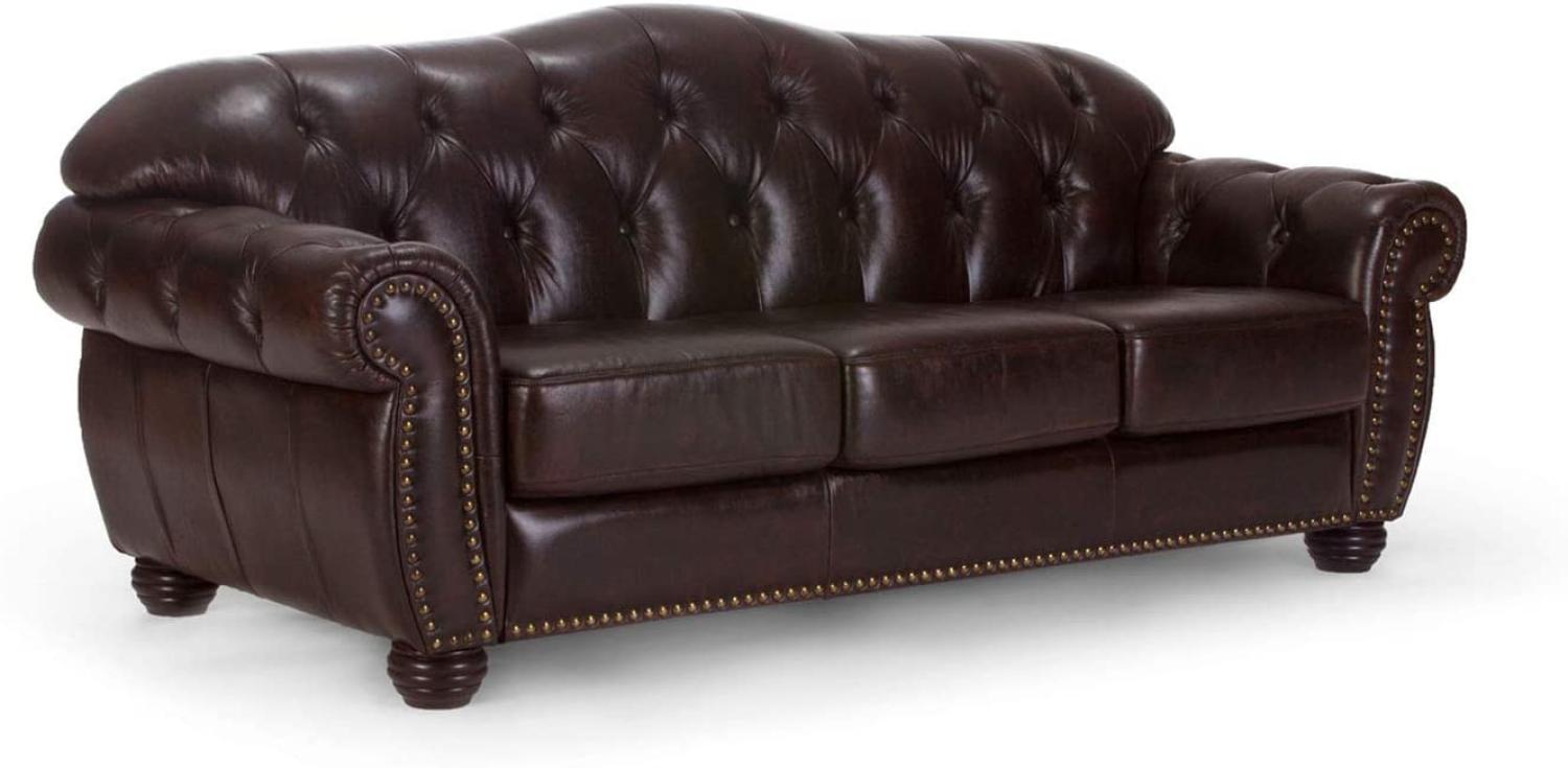 Sofa Chesterfield Hereford 3-Sitzer Echtleder braun Bild 1