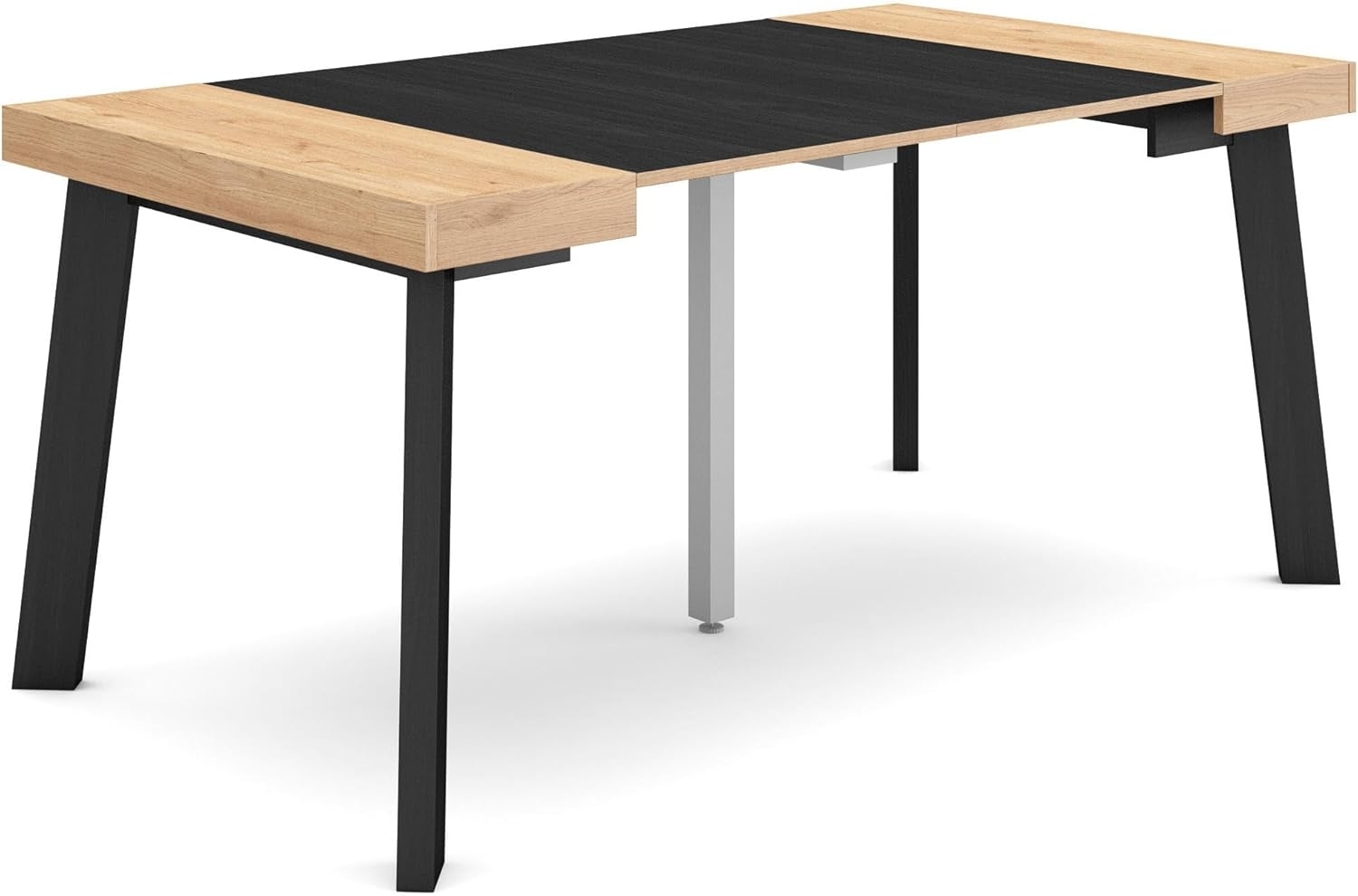 Skraut Home | Ausziehbarertisch | Multifunktionaler ausziehbarer | 160 | Für 8 Gäste | Hölzerne Beine | Moderner Stil | Eiche Schwarz Bild 1