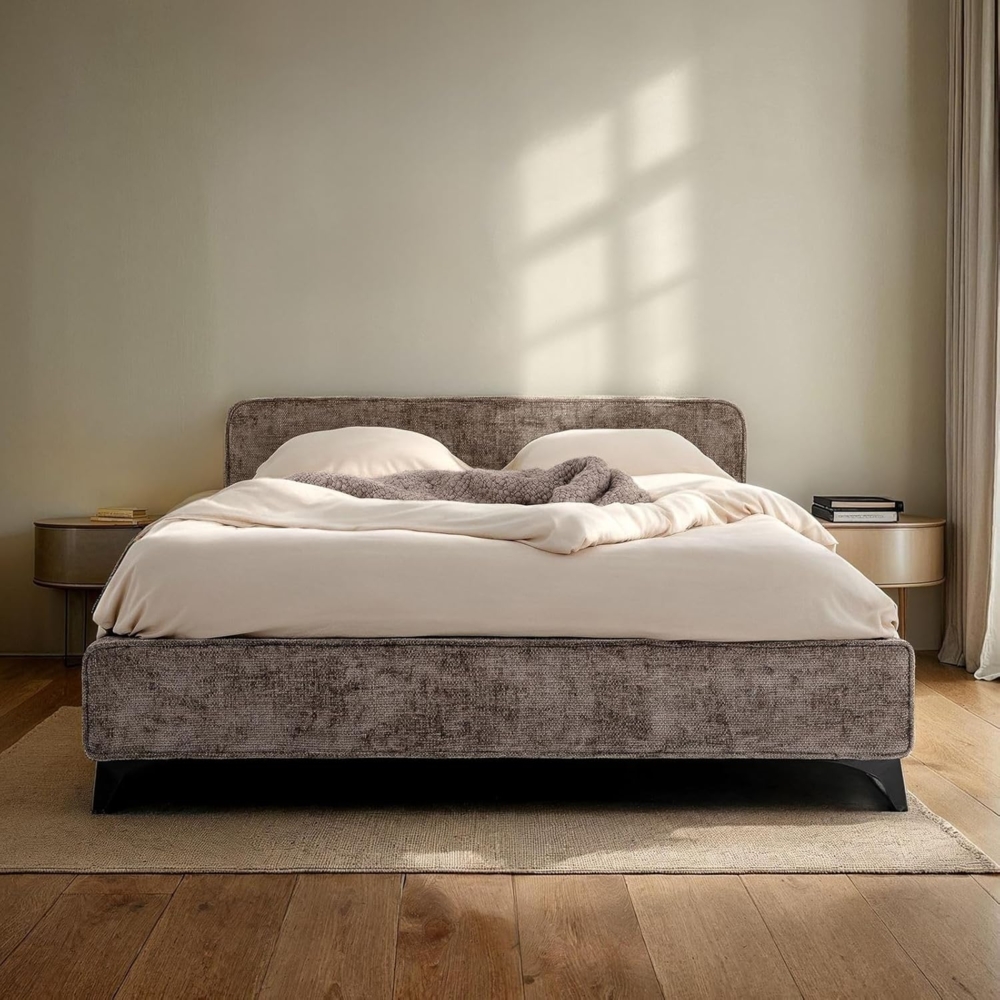 IDIMEX Polsterbett VIRETTA, Bett mit Lattenrost 140x200 cm, Doppelbett mit Kopfteil Stoff grau Bild 1