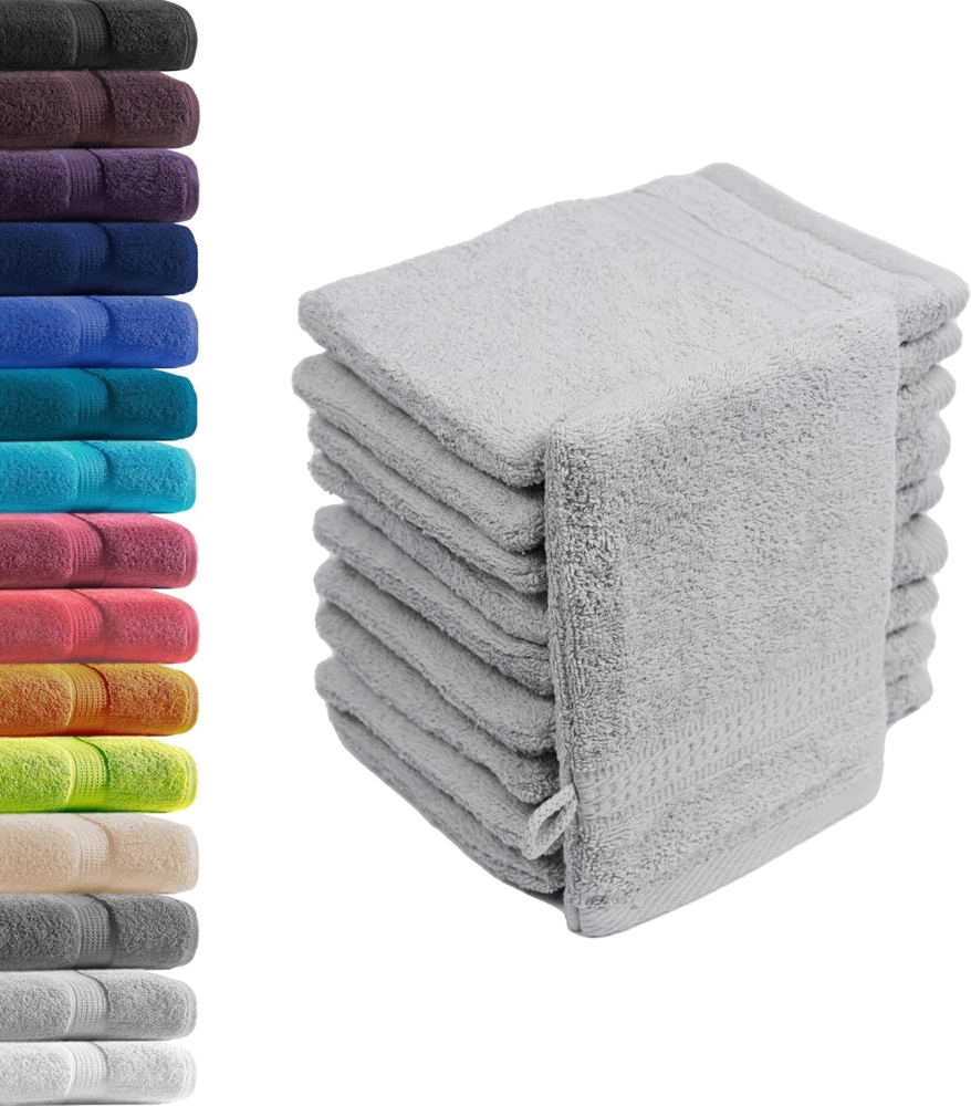 Hometex Premium Textiles Waschhandschuh in Premium Qualität 500 g/m², Feinster Frottier-Stoff 100% Baumwolle, (10er Set), weich, saugfähig, extra schwer & flauschig - TEST BILD TOP MARKE 2025 Bild 1