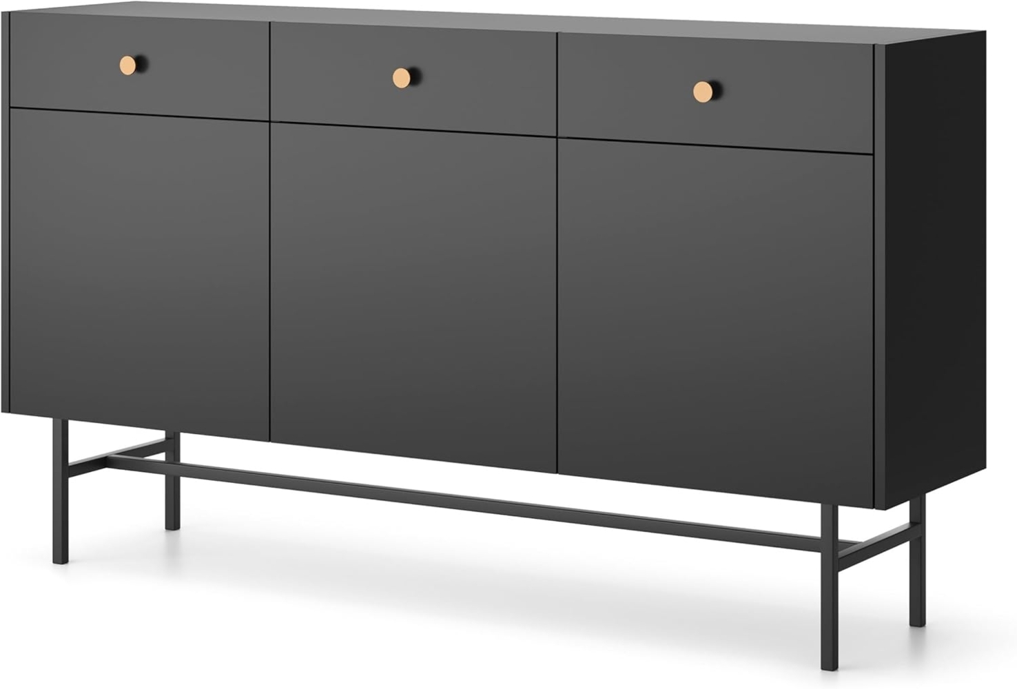 Selsey Divenos - Sideboard 3-türig, Schwarz, 155 cm Bild 1