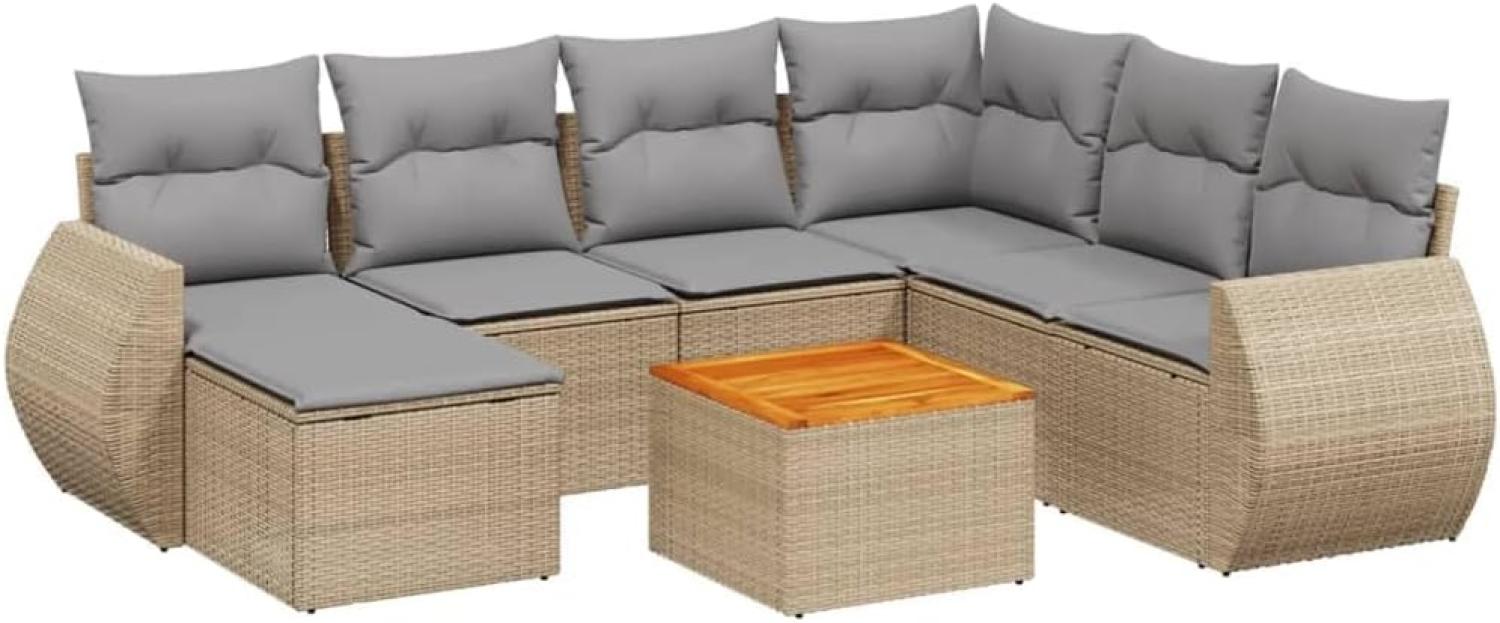 vidaXL 8-tlg. Garten-Sofagarnitur mit Kissen Beige Poly Rattan 3257452 Bild 1
