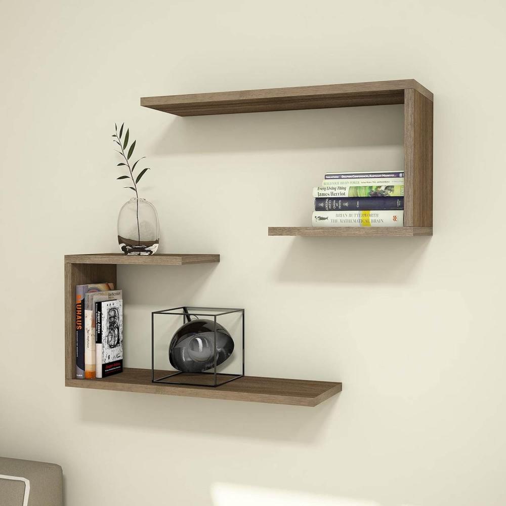 Homemania Wandregal-Set J2 60 x 20 x 27 cm Walnuss Bild 1