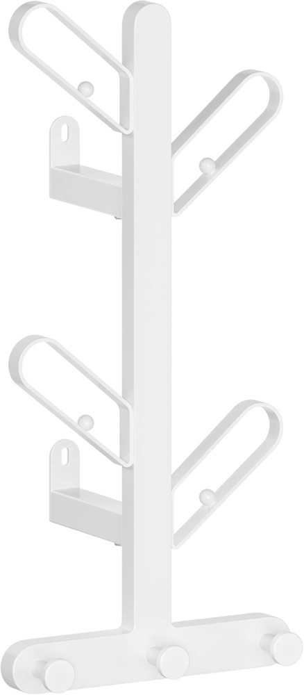 SONGMICS HOME Wandgarderobe, Garderobe in Baum-Form, 4 große Kleiderhaken, 3 runde Haken, Kugelknöpfe, für Kleidung, Hüte, Taschen, perlweiß RCRDE035W01 Bild 1
