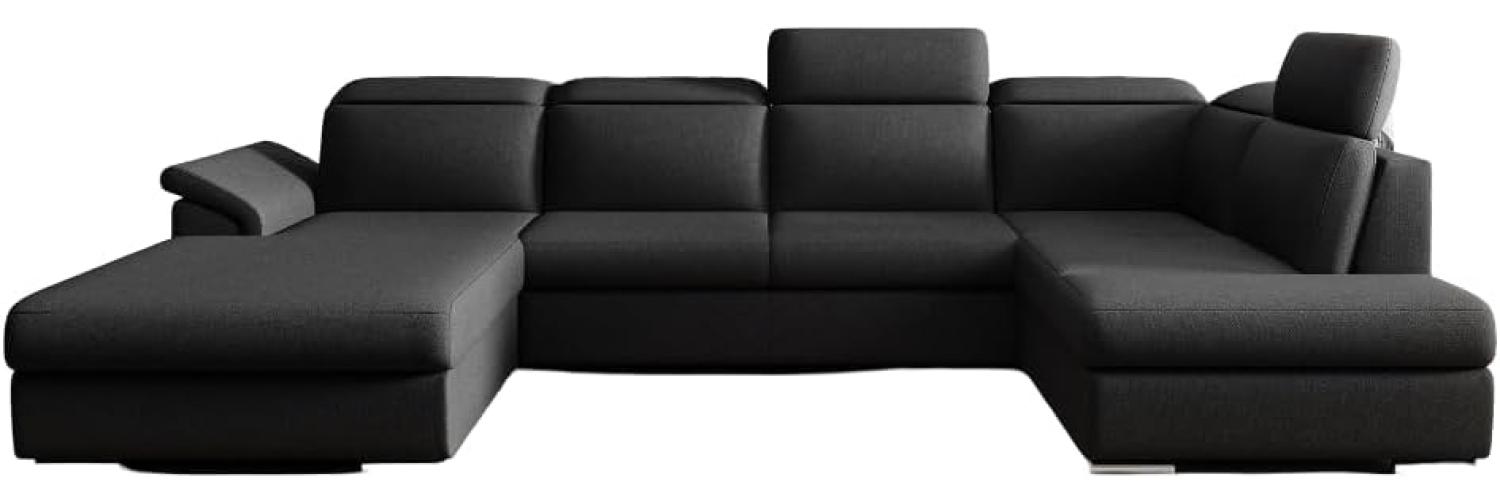 Designer Sofa Emiliano mit Schlaf- und Klappfunktion Stoff Schwarz Links Bild 1