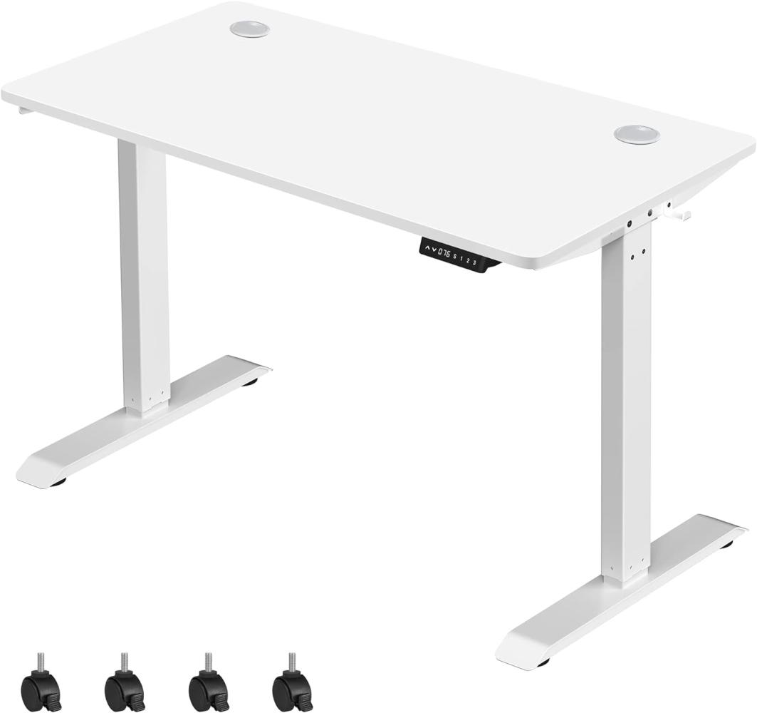 Songmics Höhenverstellbarer Schreibtisch elektrisch, 60 x 120 cm Tischoberfläche, stufenlos verstellbar, Memory-Funktion mit 3 Höhen, Auffahrschutz, weiß, 120x60x73.5-119cm Bild 1