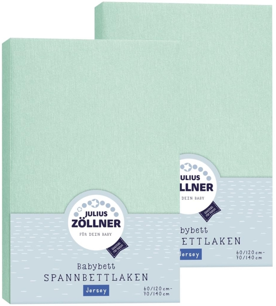 Julius Zöllner Spannbetttuch Jersey 70x140 / 60x120 Salbei Doppelpack Bild 1