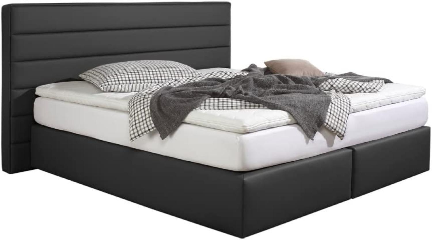 Maintal Boxspringbett Toulouse, 100x200 cm, Kunstleder, Bonellfederkern Matratze H3, Schwarz Bild 1