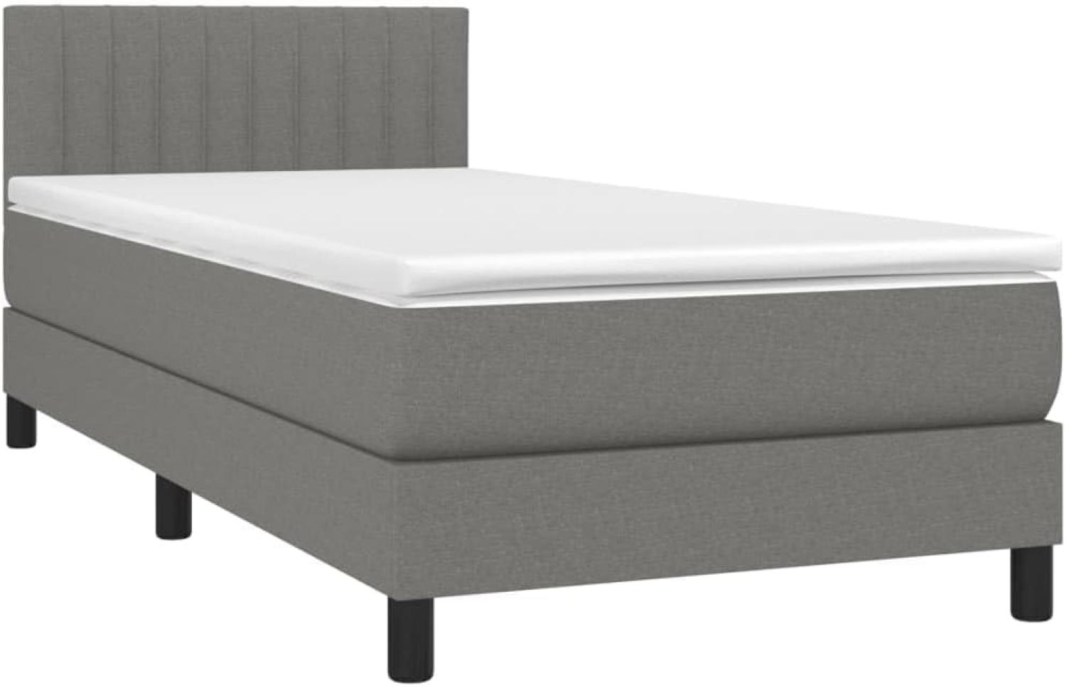 vidaXL Boxspringbett mit Matratze & LED Dunkelgrau 100x200 cm Stoff 3133294 Bild 1