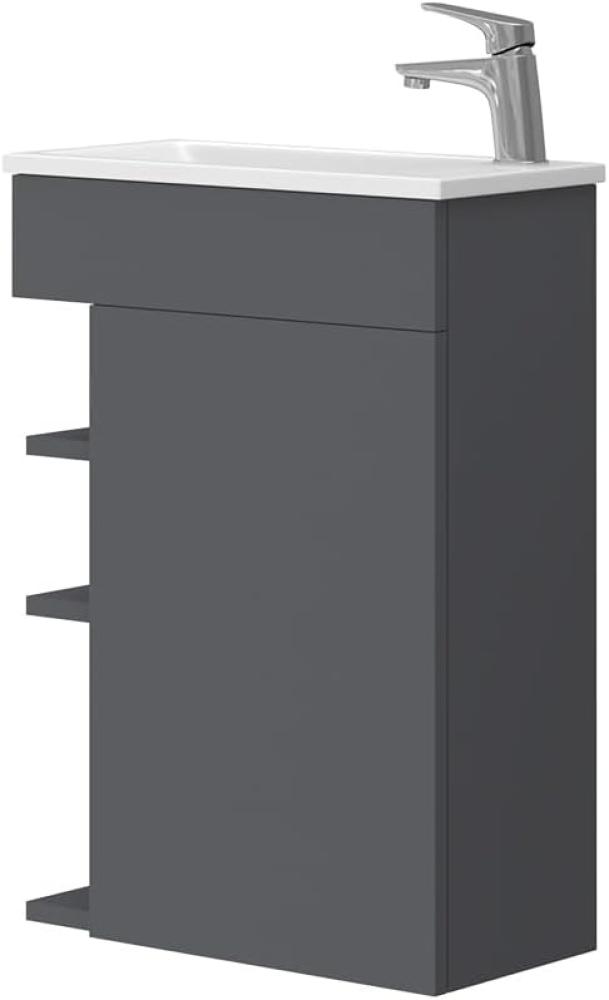 Vicco Badmöbel-Set Amadeo Anthrazit 2-teilig Waschbecken Waschtischunterschrank kleine Tür Bild 1