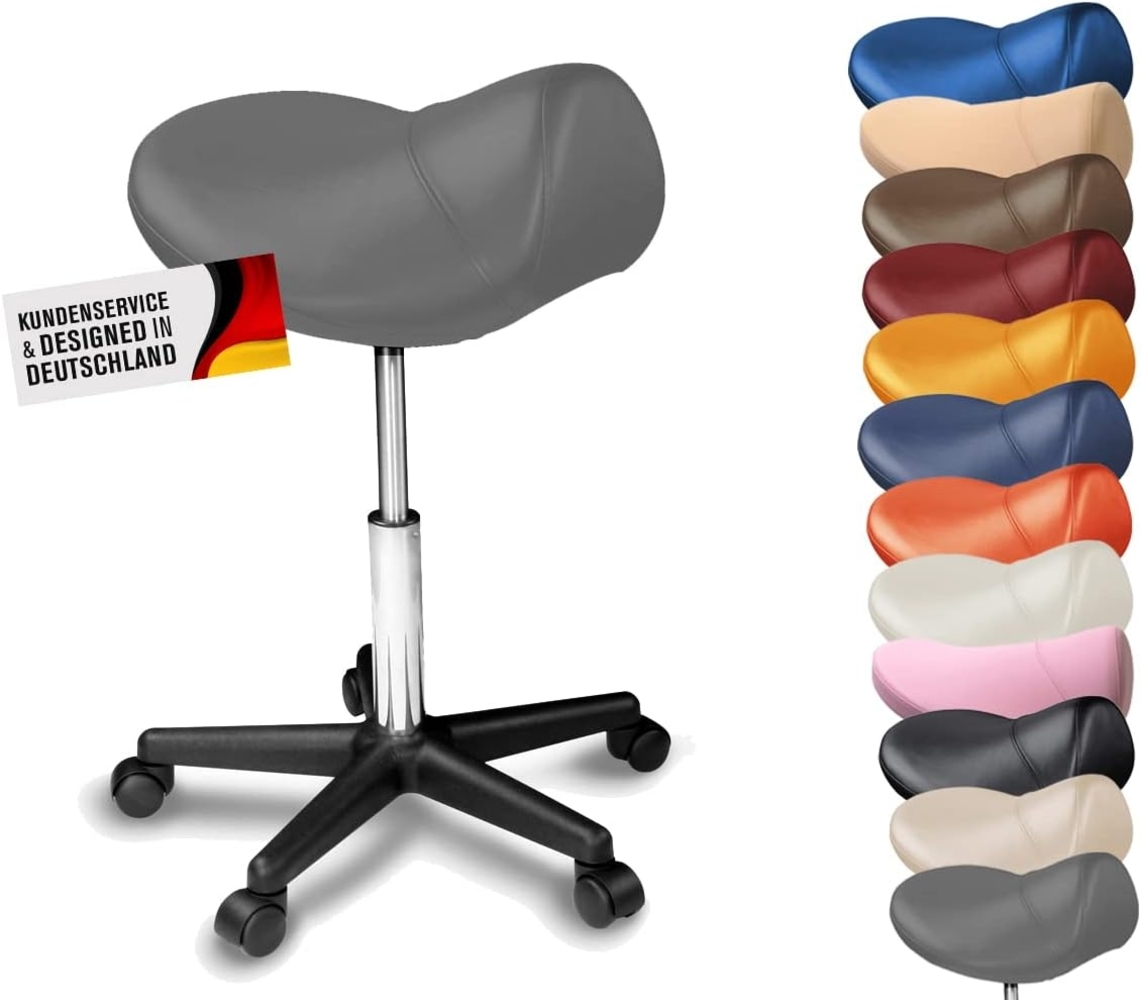 Duke-Handel Drehhocker Sattelhocker, Arbeitshocker, Rollhocker, Hocker, Sattelstuhl (1 St, in vielen Farben erhältlich), höhenverstellbar, ergonomisch, Rückenschonend Bild 1