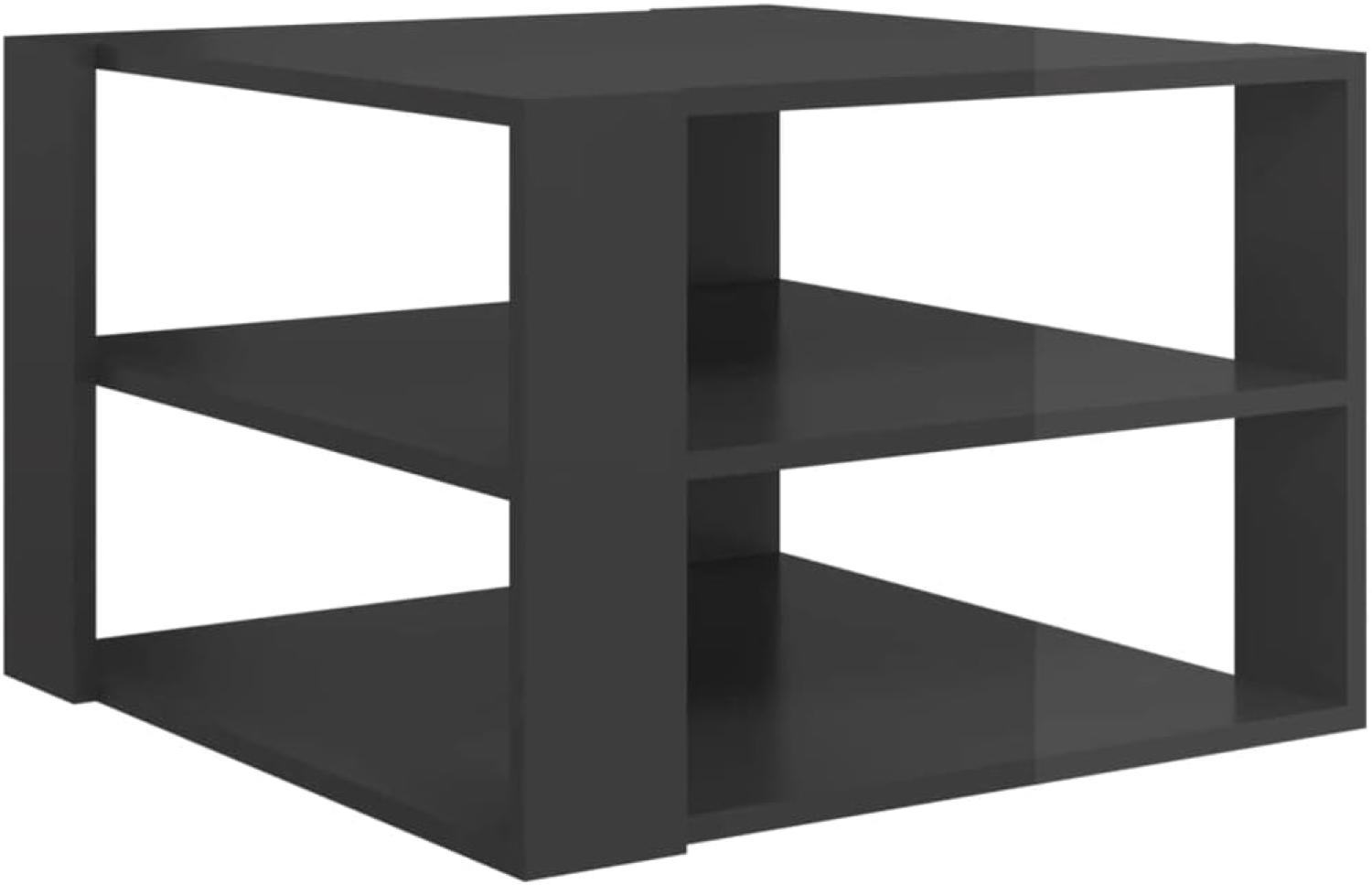 vidaXL Couchtisch Hochglanz-Grau 60 x 60 x 40 cm Spanplatte Bild 1