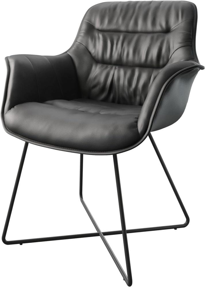 Esszimmerstuhl Kaira-Flex Echt-Leder Schwarz X-Gestell Schwarz Bild 1