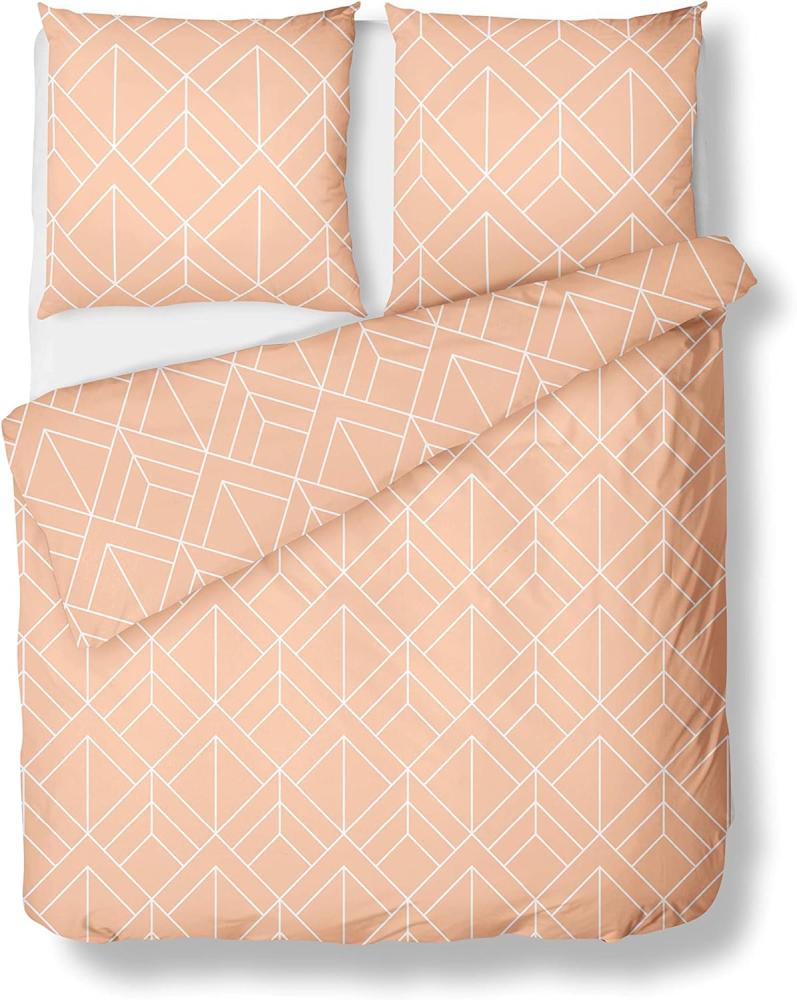 Mako Satin Bettwäsche Urban Geometric apricot 135x200 + 80x80 Bild 1