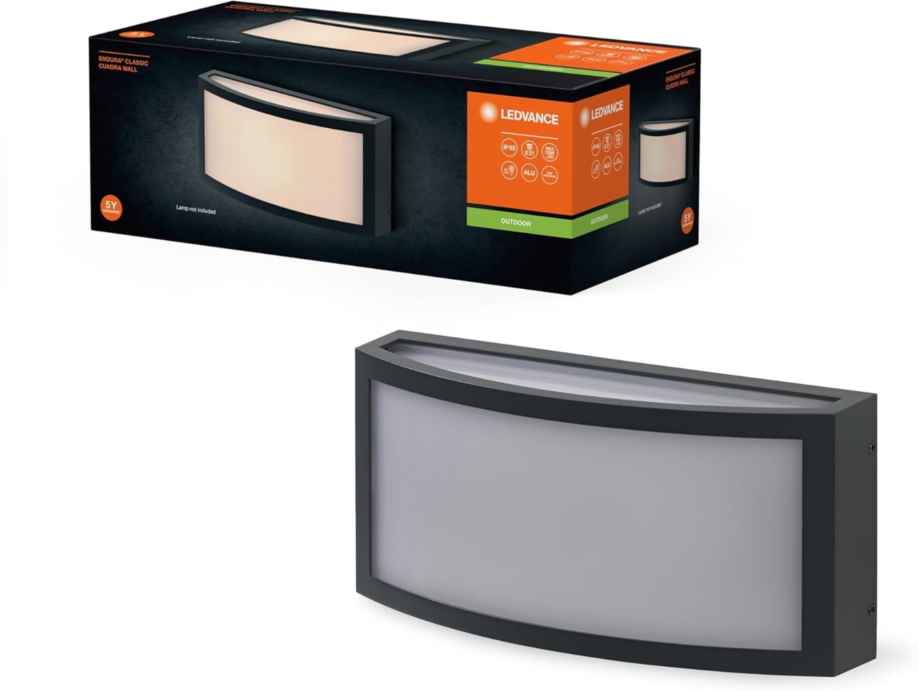 LEDVANCE Endura Classic E27 IP65 Cuadra Wandleuchte Dunkelgrau Bild 1