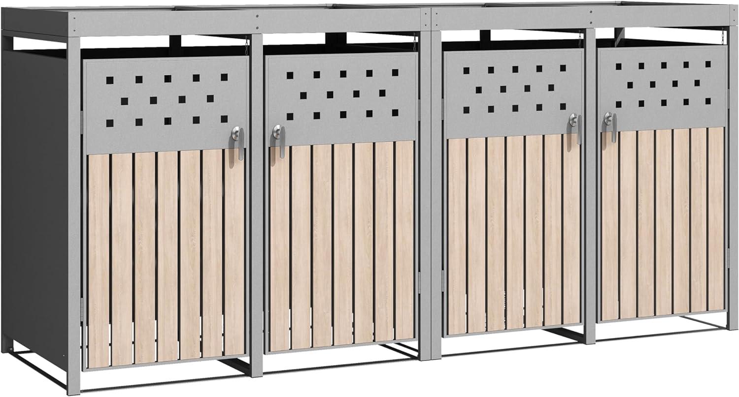 Mülltonnenbox Müllbox Mülltonnenverkleidung 4 Türen Pflanzdach verzinkt RAL9007 Bild 1