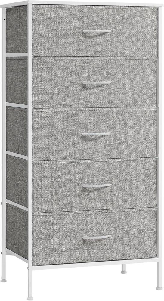 Songmics Kommode, Aufbewahrungsschrank mit 5 Stoff-Schubladen, 40 x 60 x 120 cm, modern, weiß-hellgrau LTS815W01 Bild 1