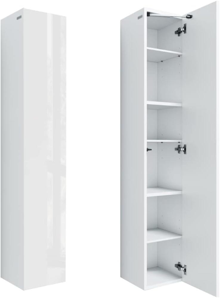 Badezimmer Hängeschrank Wandschrank 105/ 160cm hoch Badhängeschrank mit Fronten in Hochglanz und Push-to-Open Funktion (Weiß Matt/Weiß Hochglanz, 160 x 30 x 32) Bild 1