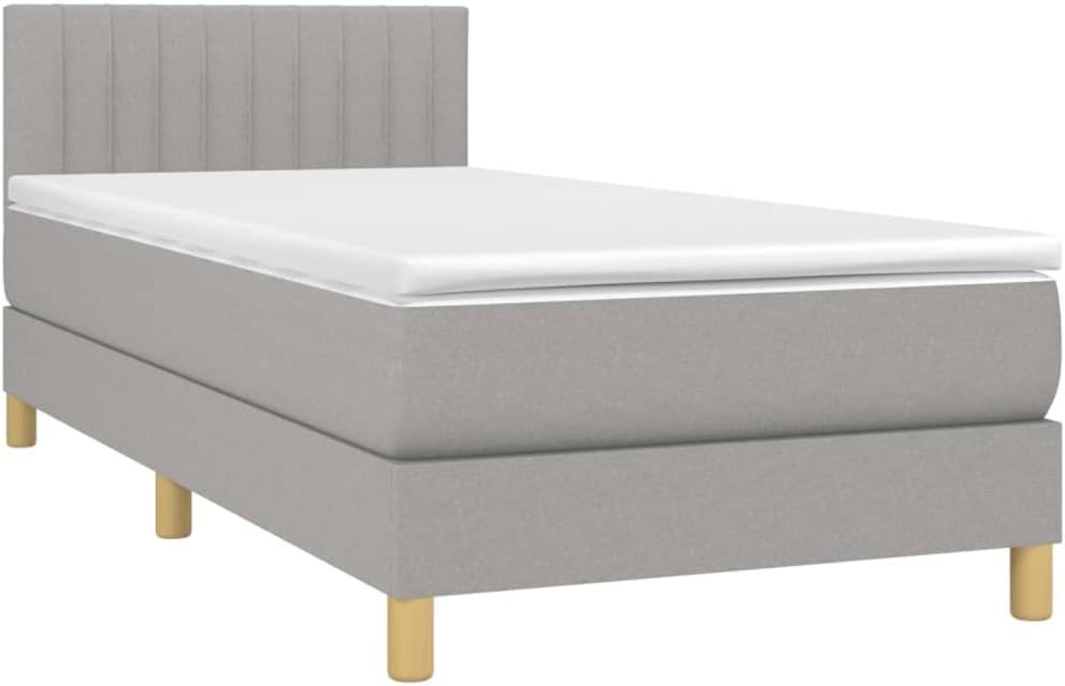 vidaXL Boxspringbett mit Matratze Hellgrau 90x200 cm Stoff, Härtegrad: H2 [3140745] Bild 1