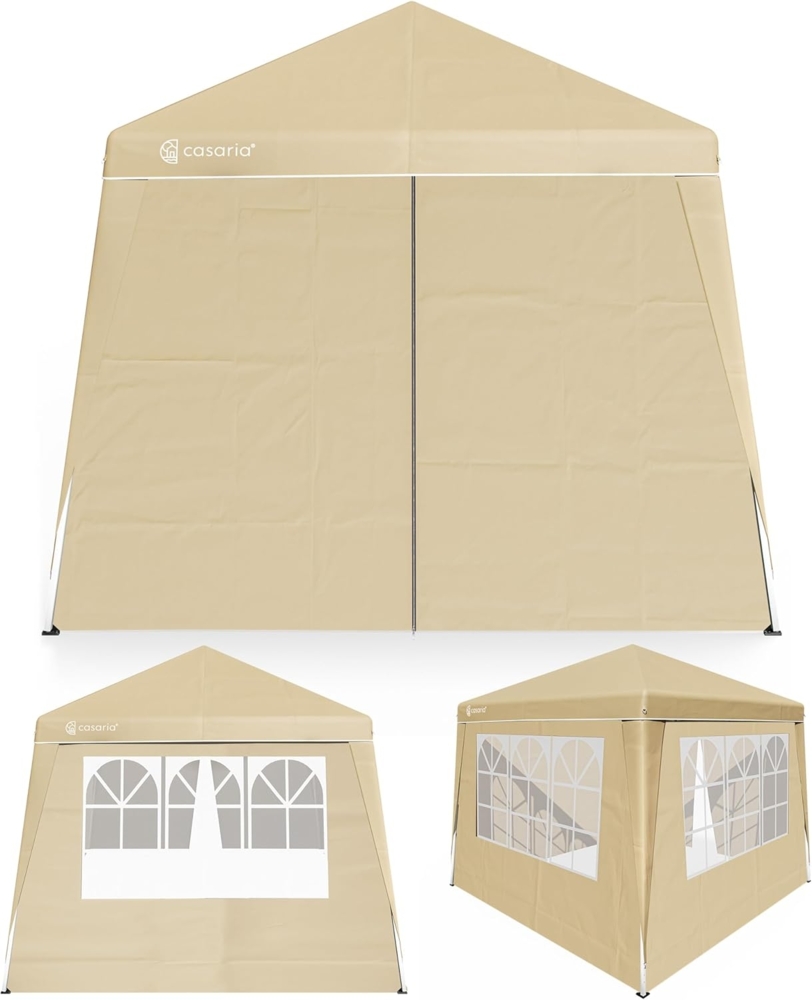 CASARIA® Pavillon Set mit 4 Seitenteilen, 220D Oxford-Gewebe beige, 3x3 m Bild 1