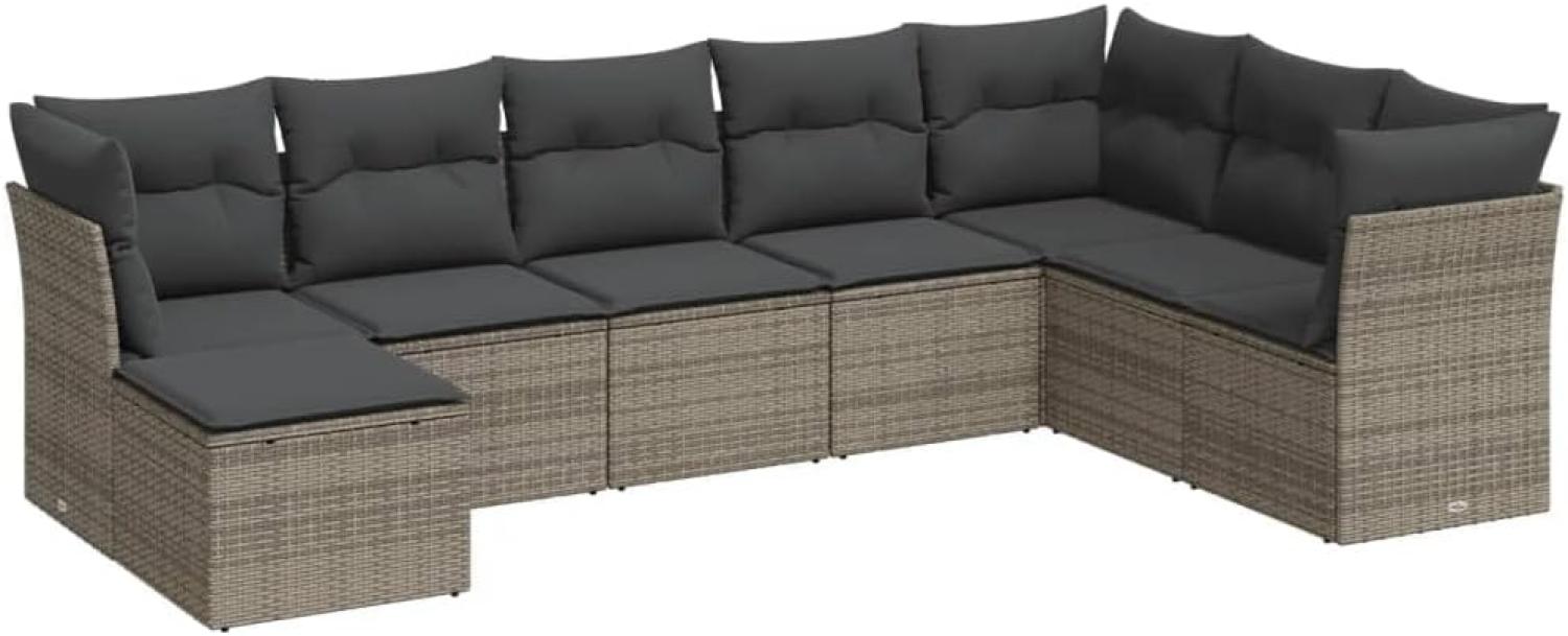 vidaXL 8-tlg. Garten-Sofagarnitur mit Kissen Grau Poly Rattan 3249889 Bild 1