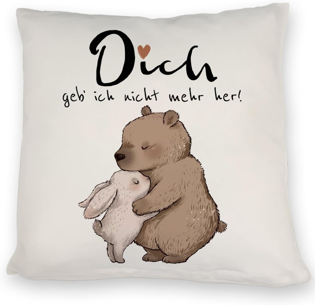 speecheese Dekokissen Hase und Bär Kissen mit Spruch Dich geb ich nicht mehr her Bild 1