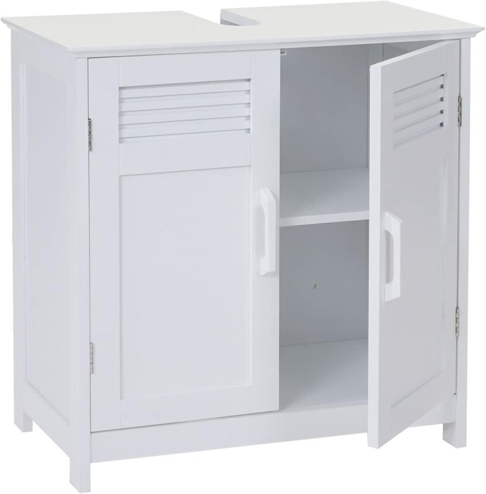 Waschbeckenunterschrank HWC-A85, Badschrank 60x60x30cm ~ weiß Bild 1