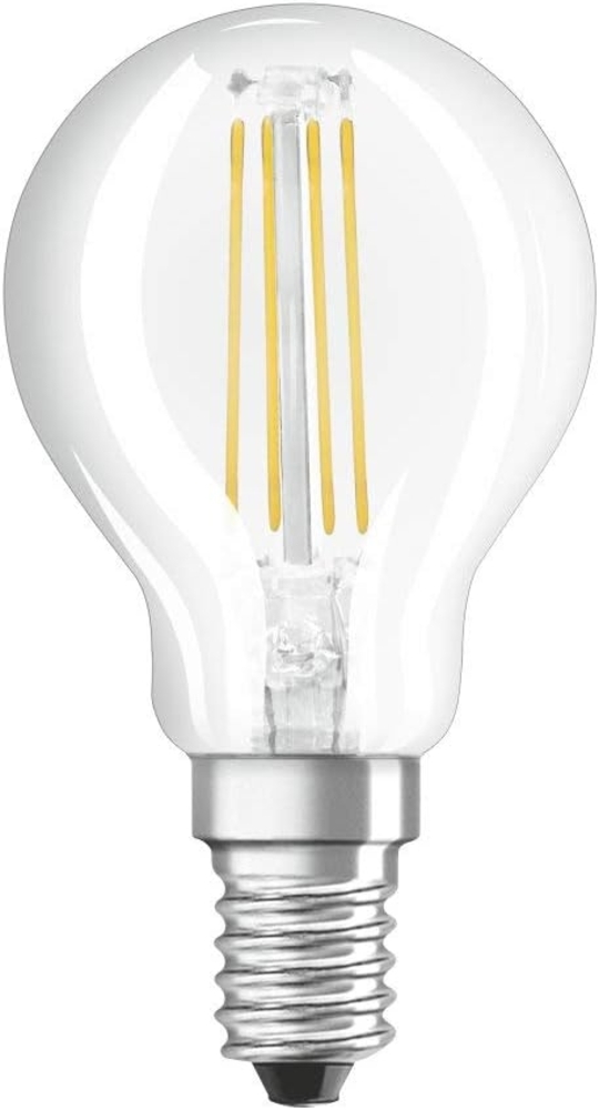 OSRAM STAR+ Dimmbare Filament LED Lampe mit E14 Sockel, Warmweiss (2700K), 4W, 3-stufig dimmbar per Klick, Tropfenform, Ersatz für 40W-Glühbirne, klar, LED THREE STEP DIM CLASSIC P, 4er-Pack Bild 1