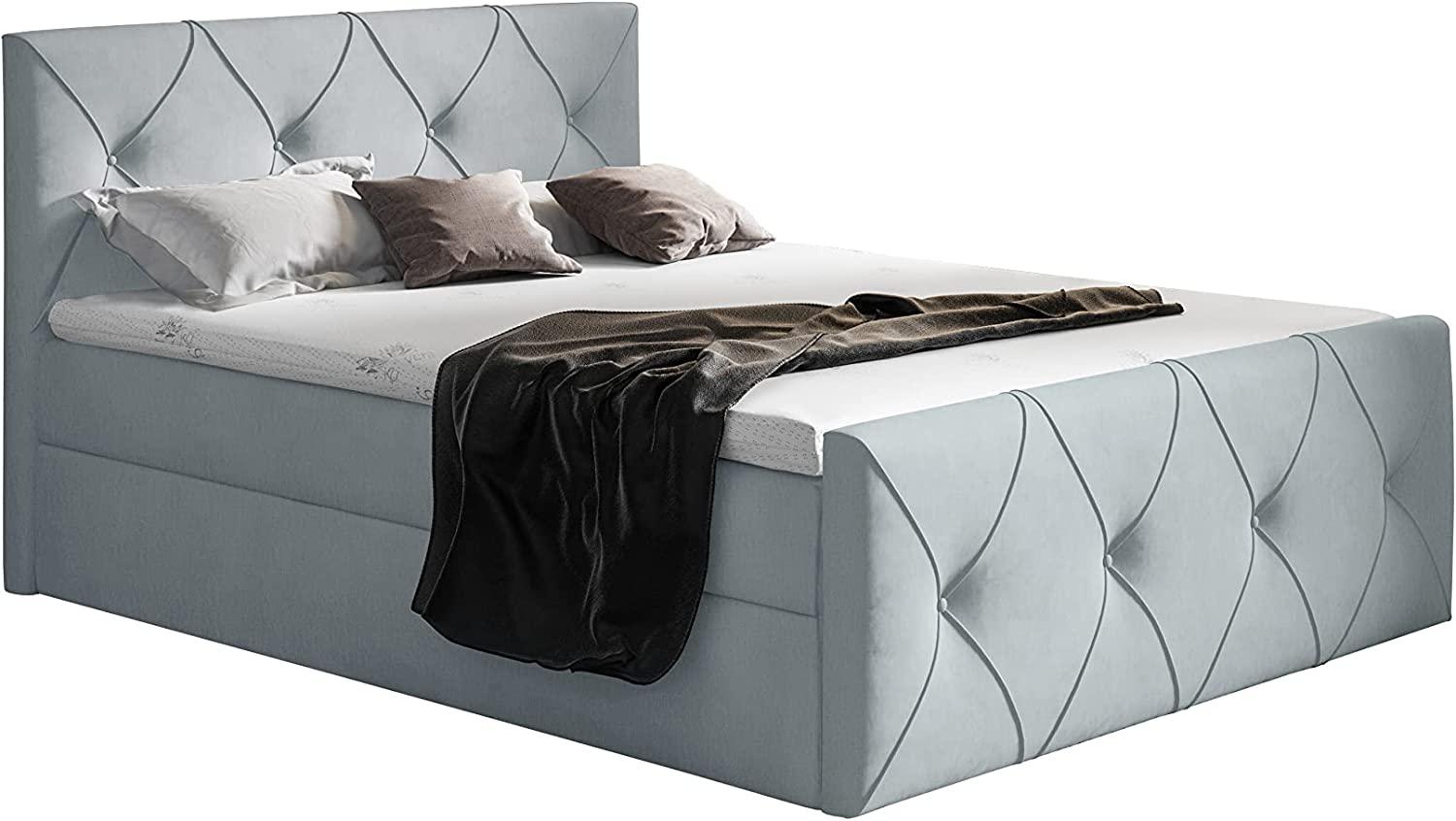 99rooms Arian Lux Boxspringbett Velours 140 x 200 cm Silber Bild 1