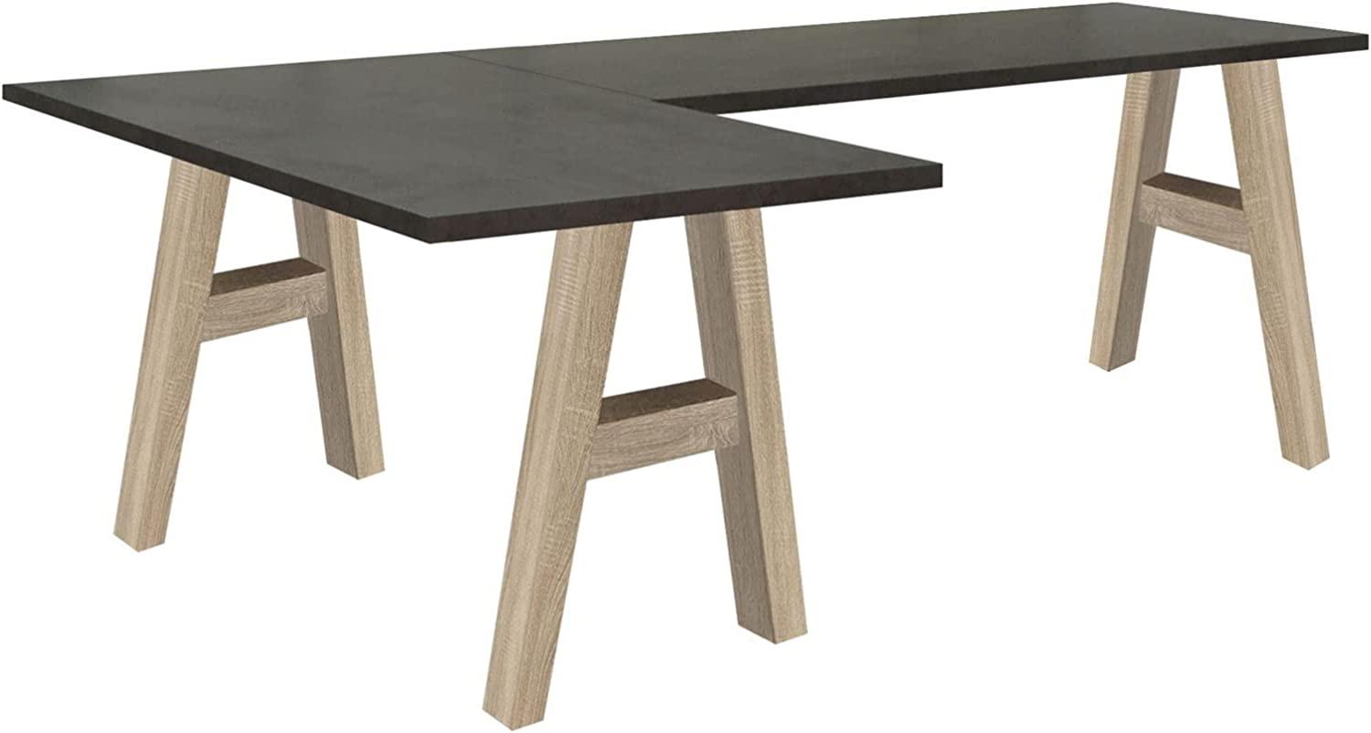 Eckschreibtisch Eda 2 190 x 140 x 75 Computertisch Eiche sägerau/Graphit 13770-190140 Bild 1