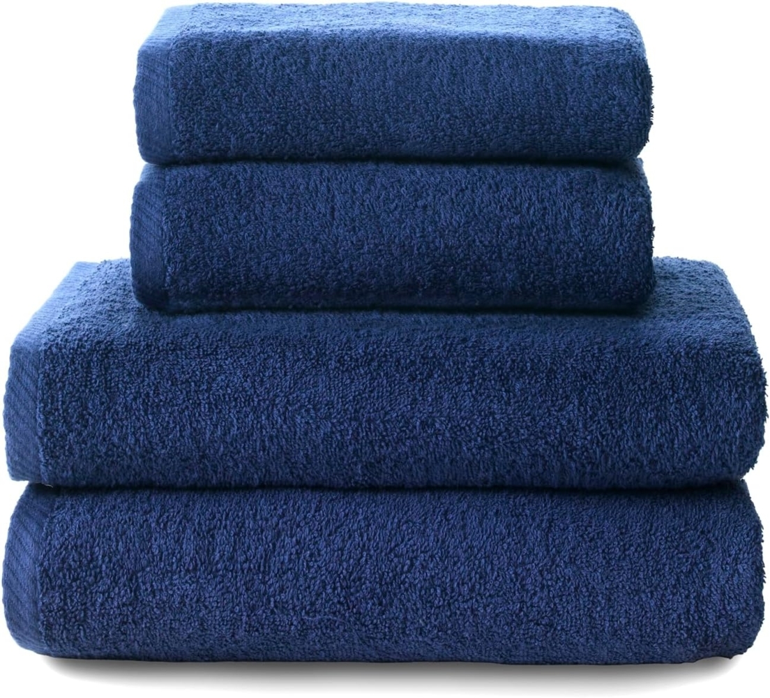 Top Towel - Plus - Große Badetücher - Badezimmerhandtücher - 2 Hand- oder Waschbeckenhandtücher + 2 Duschtücher - 100 % Baumwolle - Marine Bild 1