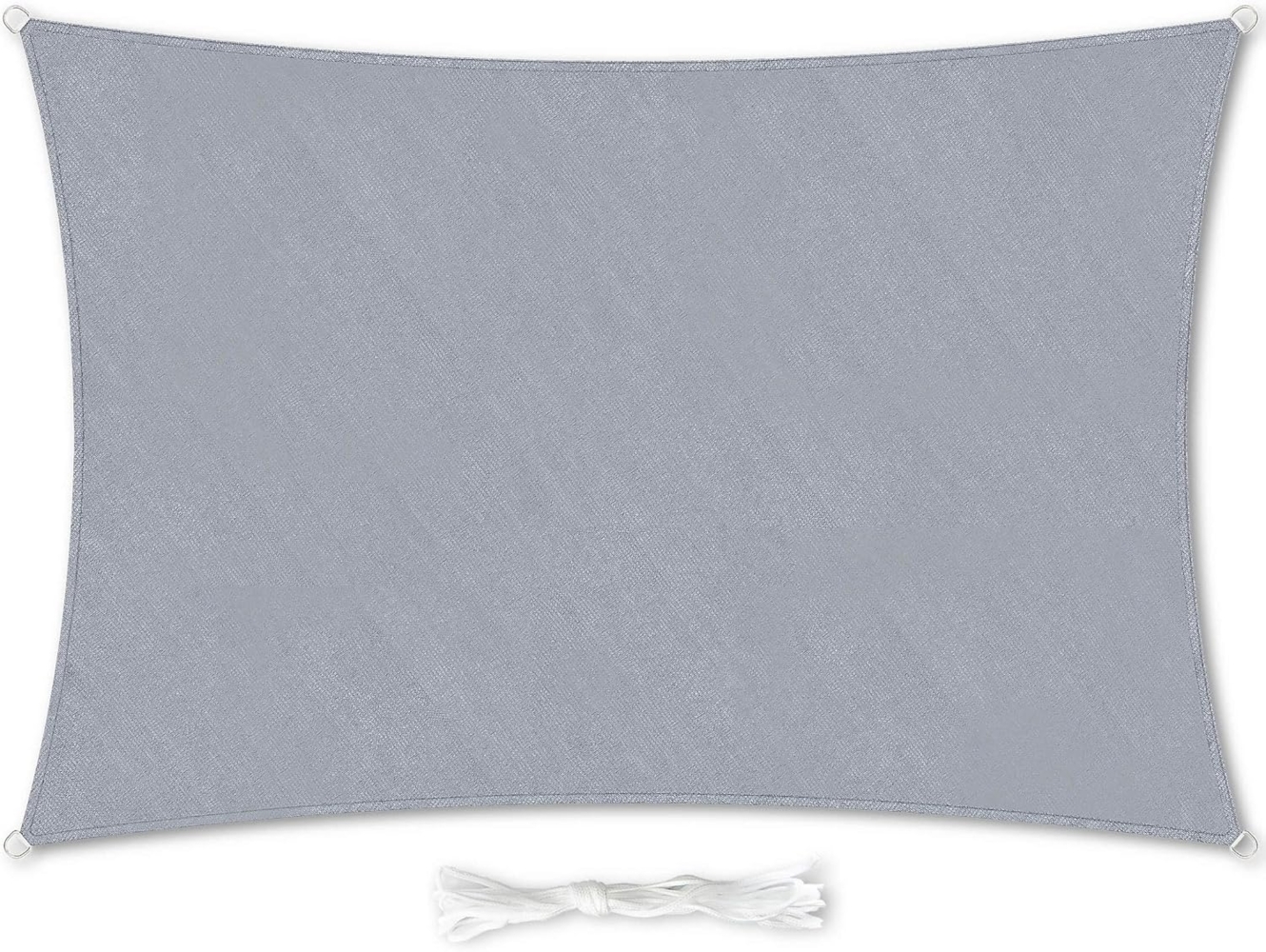 rechteckiges Sonnensegel 5x7 m mit Befestigungsringen Polyester luftdurchlässig Hellgrau Bild 1