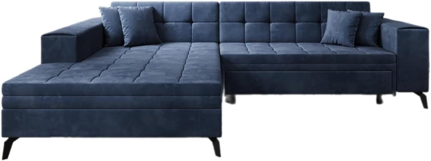 Designer Sofa Frida mit Schlaffunktion Samt Blau Links Bild 1