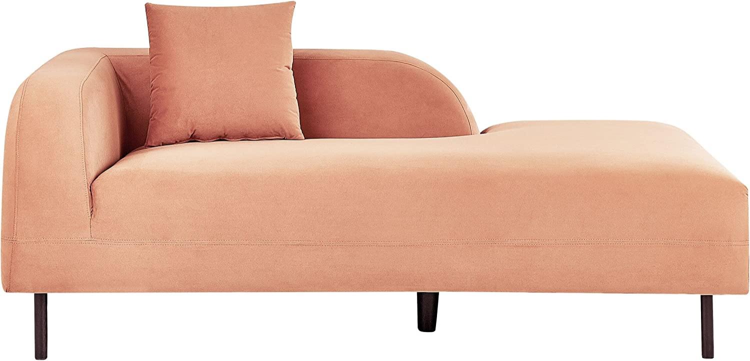 Chaiselongue Samtstoff pfirsichrosa linksseitig LE CRAU Bild 1