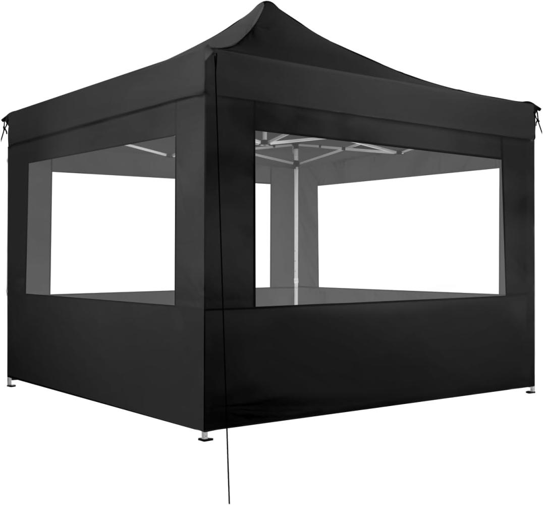 tectake Faltbarer Garten Pavillon 3x3m mit 4 Seitenteilen Faltpavillon schwarz Bild 1