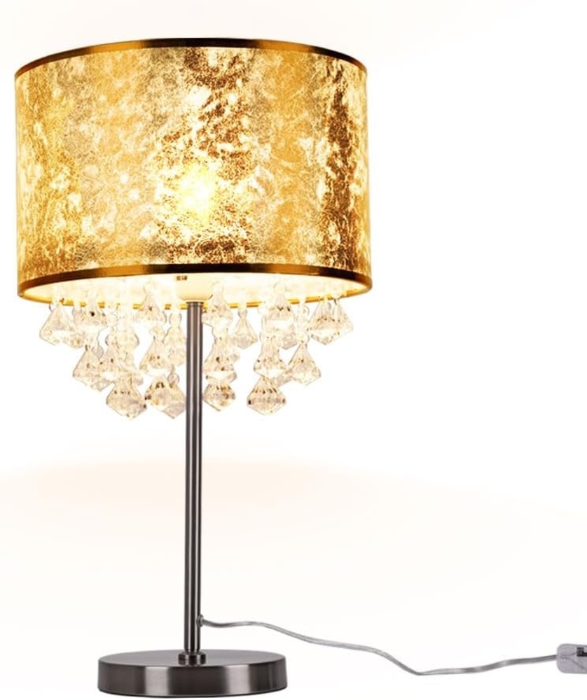 LED Textil Tischleuchte im Blattgold Design, Höhe 56cm, AMY Bild 1