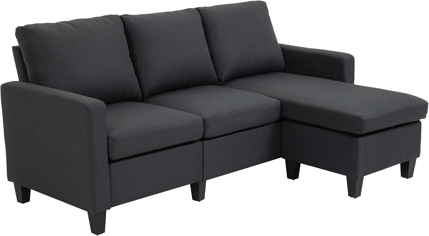 HOMCOM 3-Sitzer Ecksofa, Eckcouch in L-Form, Eckgarnitur, 3-Sitzer-Sofa 1 Teile, Eckesofa, 3-Sitzer, Leinen Dunkelgrau 197 x 139 x 91 cm Bild 1