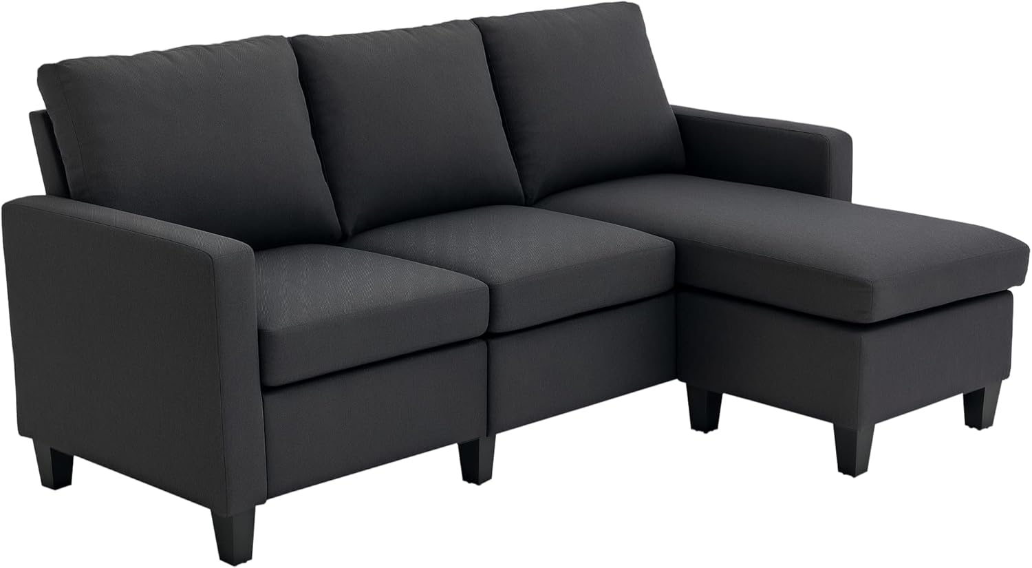 HOMCOM 3-Sitzer Ecksofa, Eckcouch in L-Form, Eckgarnitur, 3-Sitzer-Sofa 1 Teile, Eckesofa, 3-Sitzer, Leinen Dunkelgrau 197 x 139 x 91 cm Bild 1