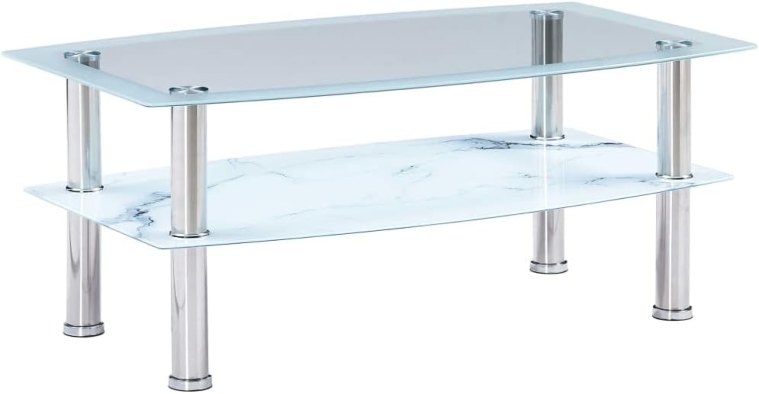 Couchtisch in Marmoroptik Weiß 100×60×42 cm Gehärtetes Glas Bild 1