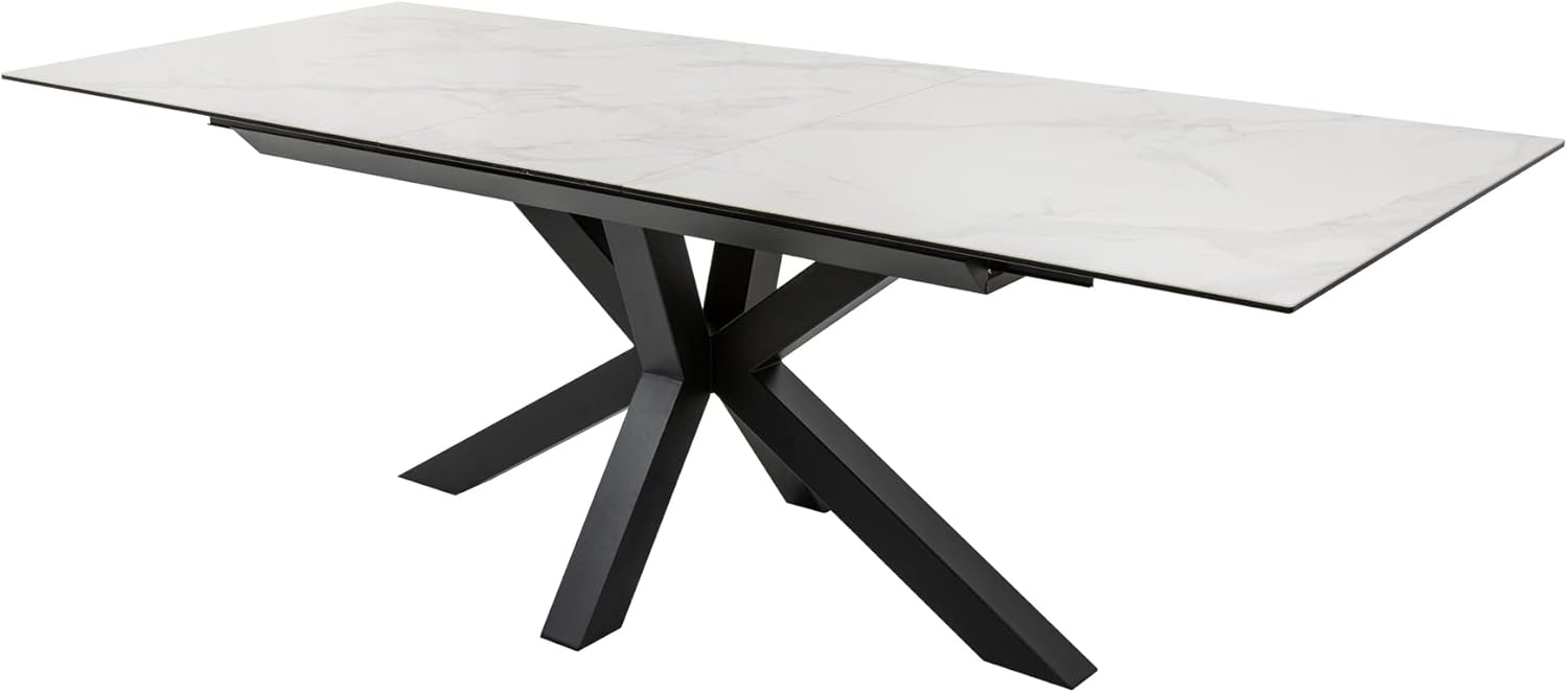 riess-ambiente Esstisch ETERNITY 180-225cm weiß-hellgrau / schwarz · bis 12 Personen (Einzelartikel, 1-St), Keramik · Metall · ausziehbar · Marmor-Optik · Industrial Design Bild 1