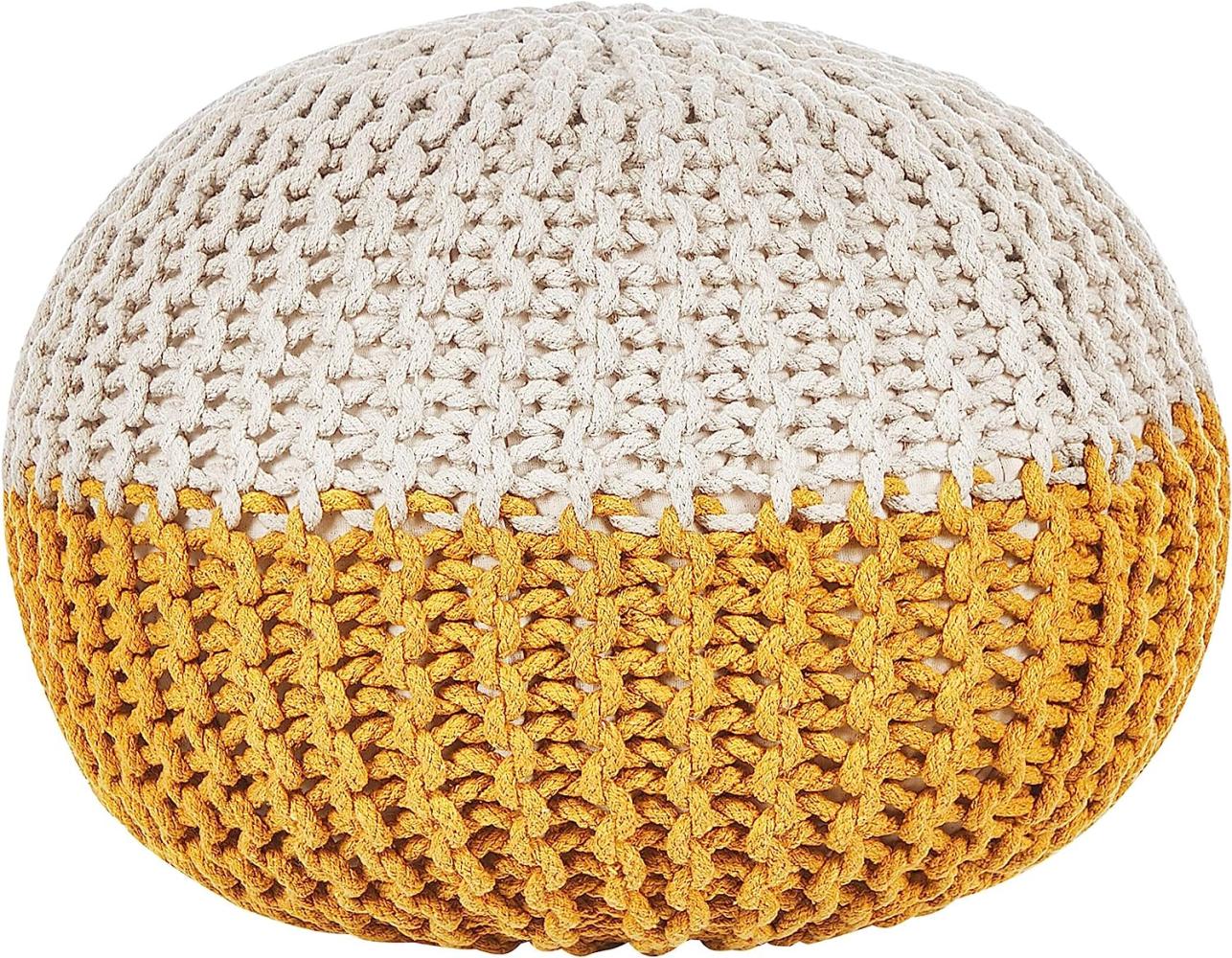 Pouf gelb / beige ⌀ 50 cm CONRAD Bild 1